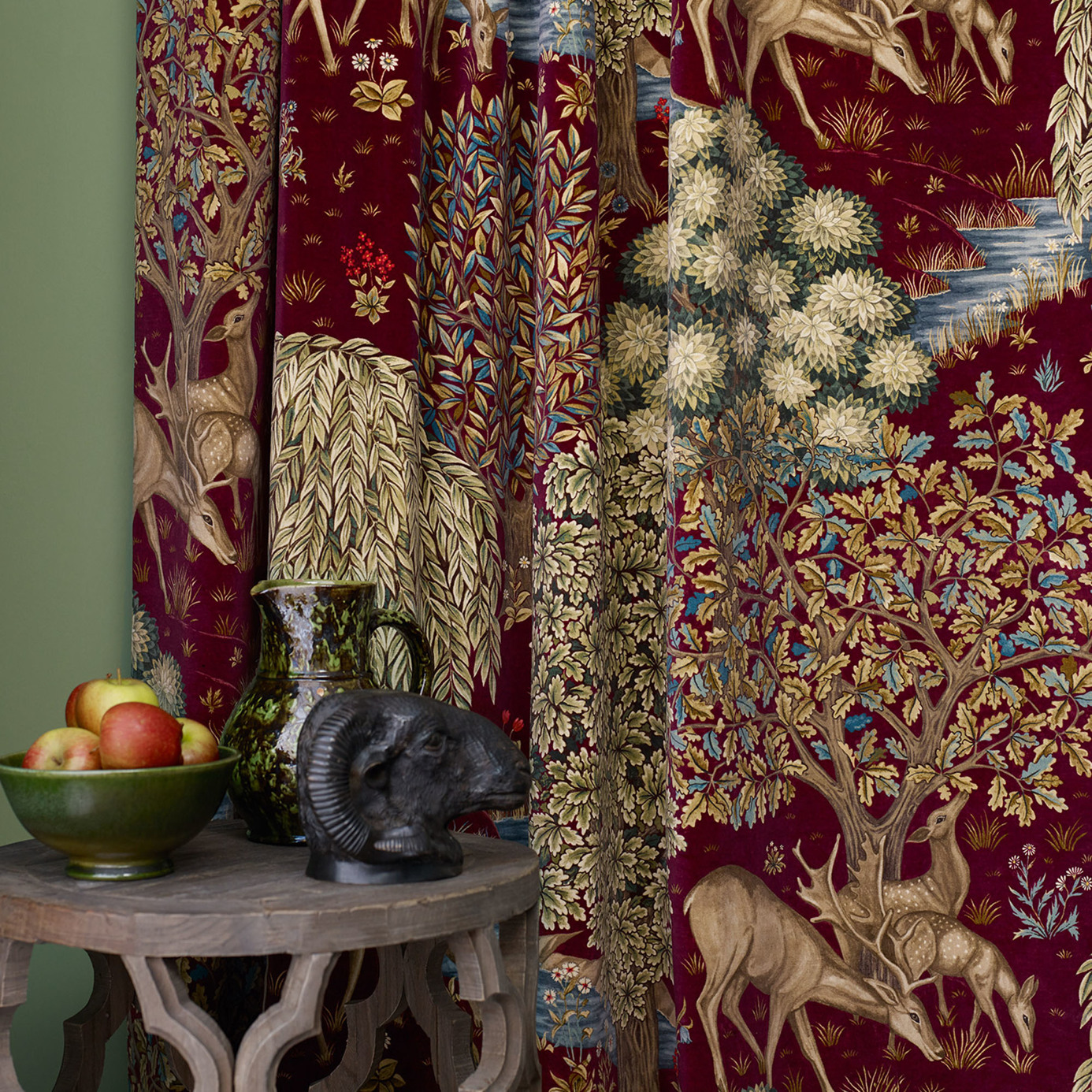The Brook Tapestry Tapestry Red Fabric by MOR
